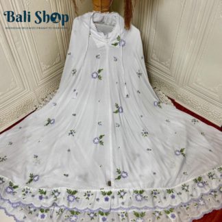 Mukena Katun Rayon Motif Bunga (Putih Bersih)